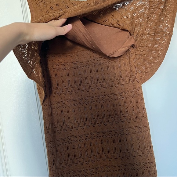 House of Harlow 1960 Brown 2-Piece Crochet Tank Top & Ruffle Hem Maxi Skirt NWT - Picture 6 of 9